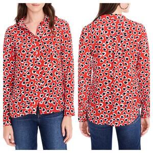 J. Crew Classic Fit Heart Print Silk Boy Shirt size 2